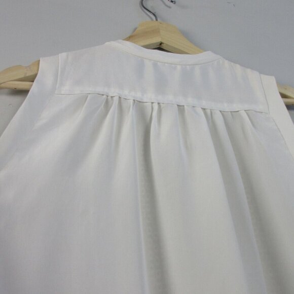 Club Monaco Silk Sheer Blouse Women S White Sleeveless Henley Boho Summer 104 - Picture 5 of 12